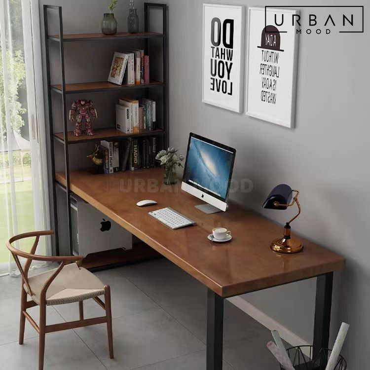 AFLAME Rustic Solid Wood Study Table