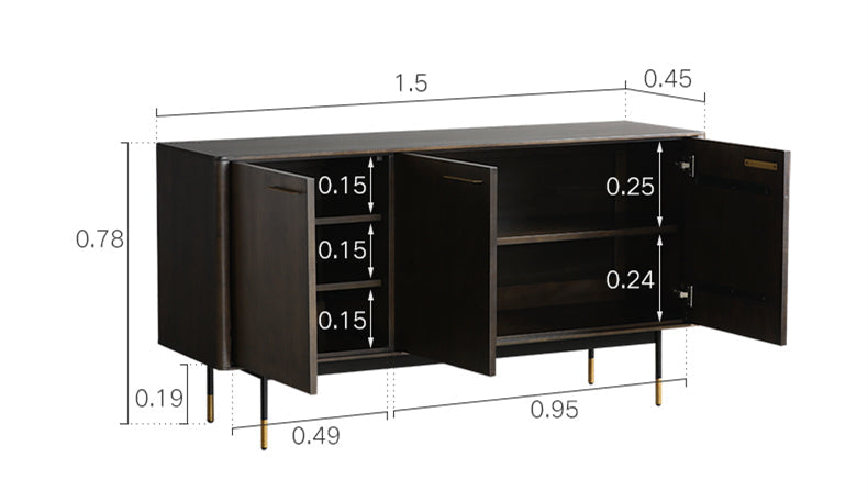 AMORA Chicago HILTON Nordic Solid Wood Sideboard Buffet Cabinet