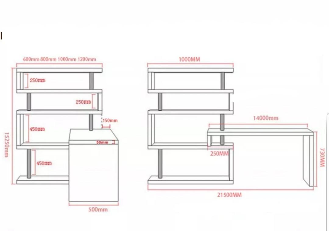 BRYAN Modern Modular Shelf Study Table