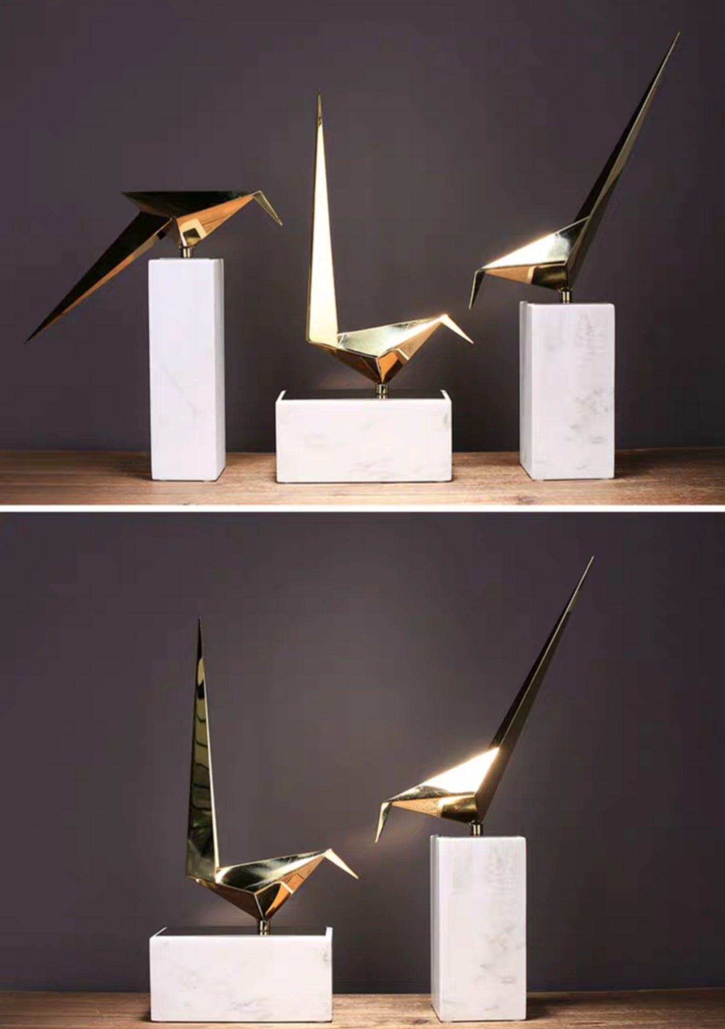 BLUEJAY Gold Origami Bird Ornament