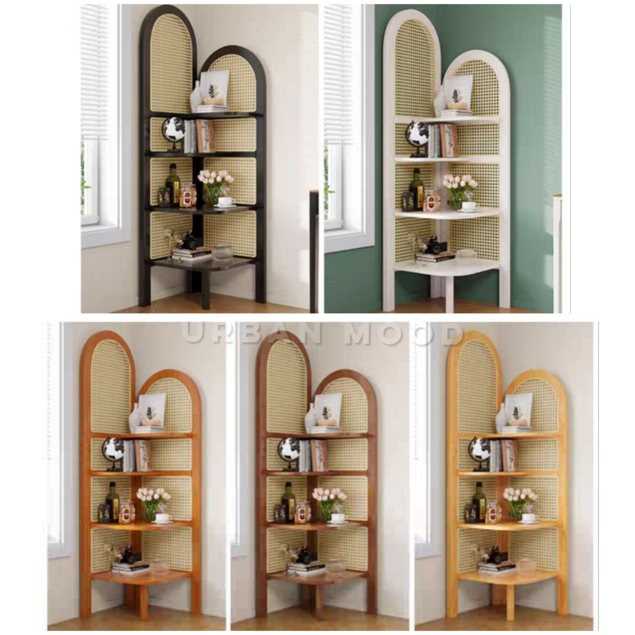 BOONE Rustic Rattan Display Shelf