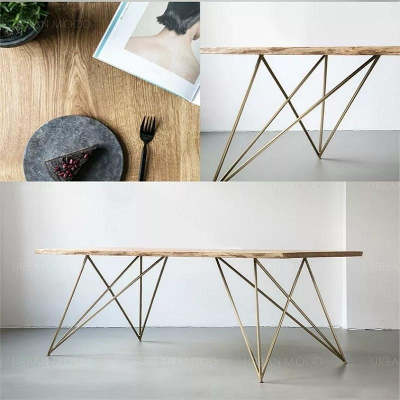 CESAR Minimalist Wooden Wire Frame Dining Office Table
