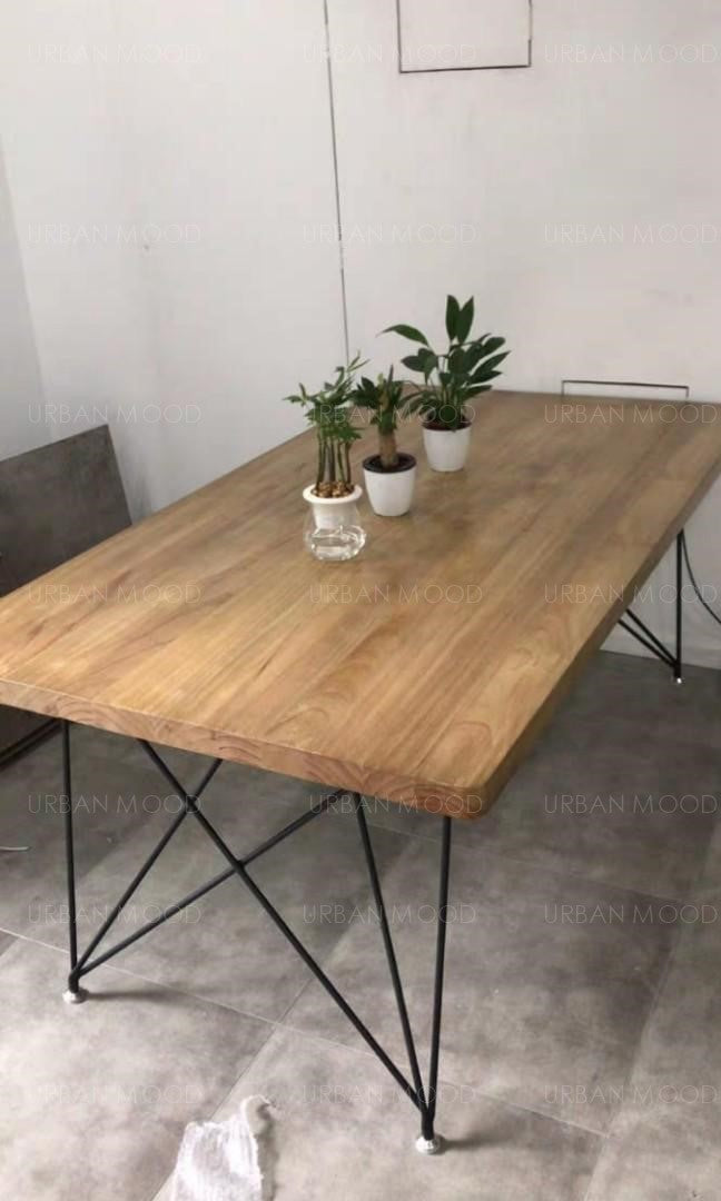 CESAR Minimalist Wooden Wire Frame Dining Office Table