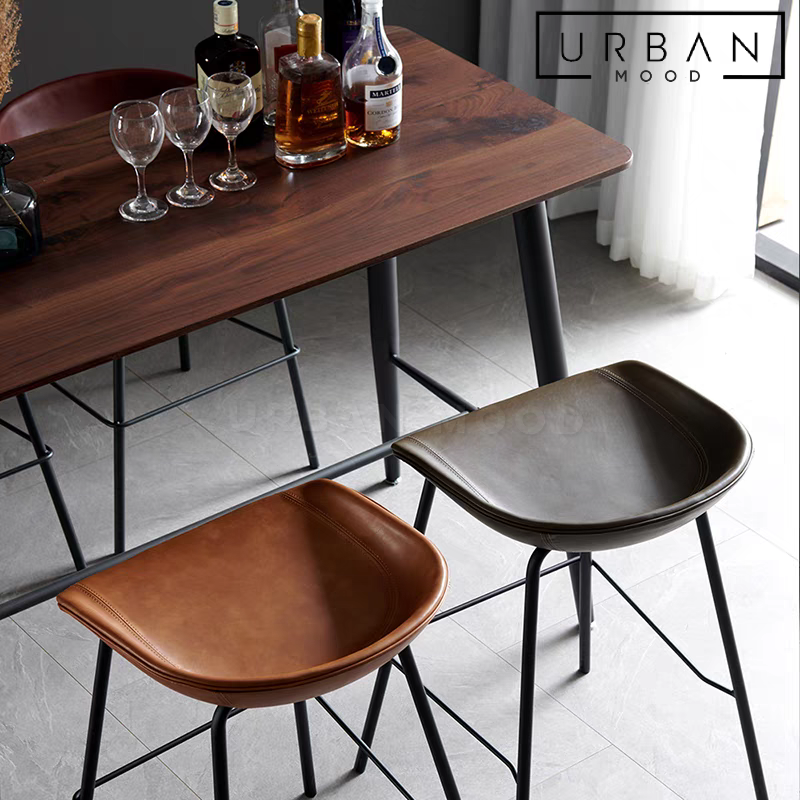DONNY Modern Industrial Leather Bar Stool