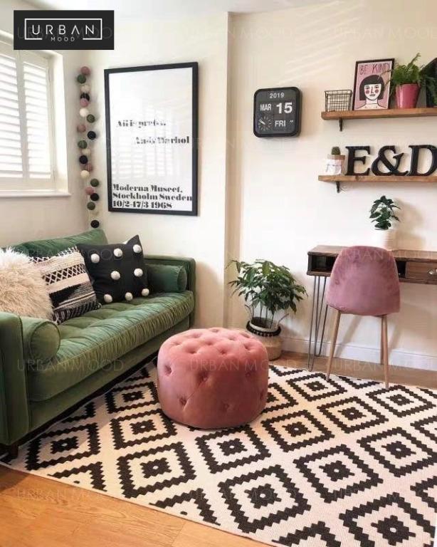 EDNA Victorian Tufted Velvet Ottoman