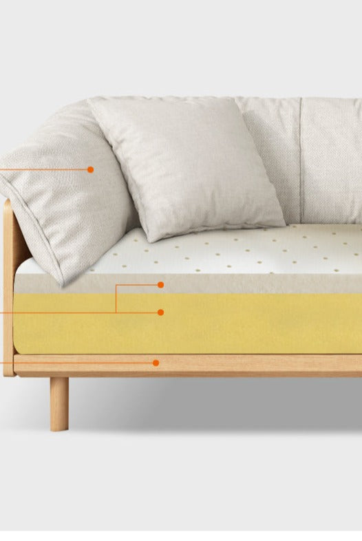 ELLIE Scandinavian Sofa Japanese Nordic Style Full Wood Frame 90 to 260 cm   ( 1, 2 3 Seater, Choice of 6 Size, 5 Color )