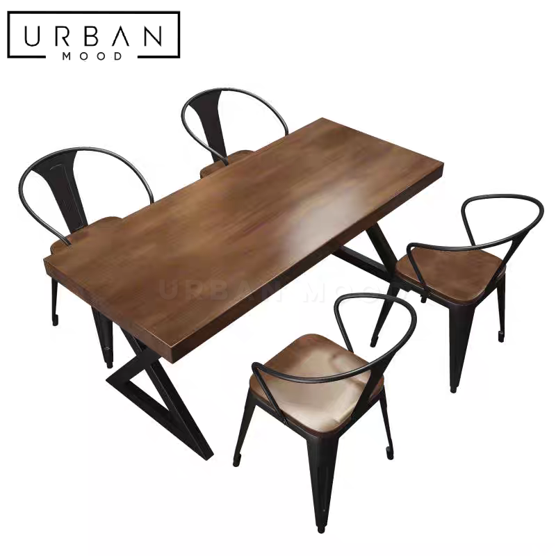 ESSENCE Industrial Solid Wood Dining Table