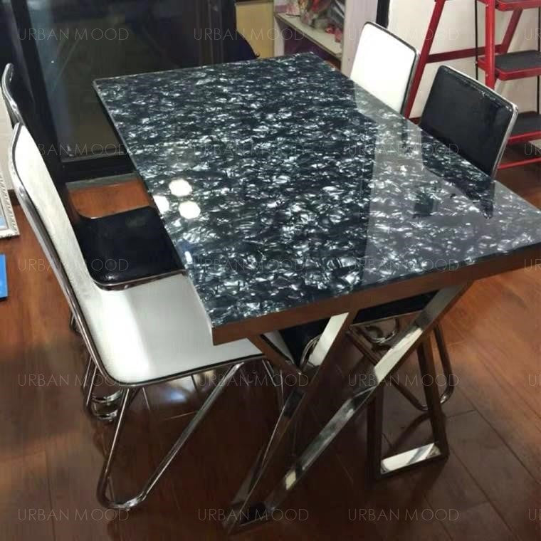 HISAKI Marble + Chrome Dining Table And Chairs