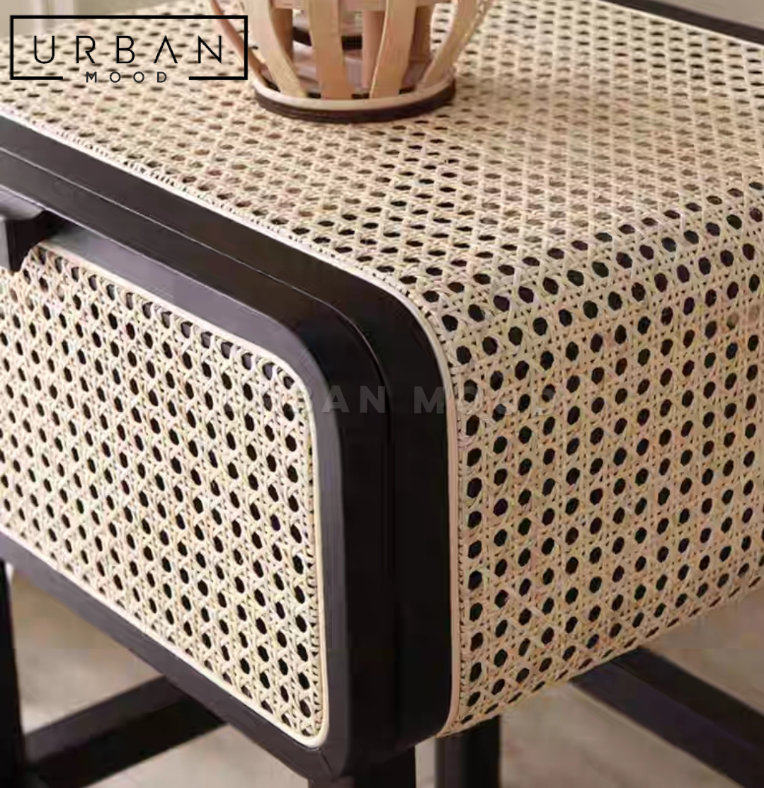 HAUS Rustic Rattan Bedside Table