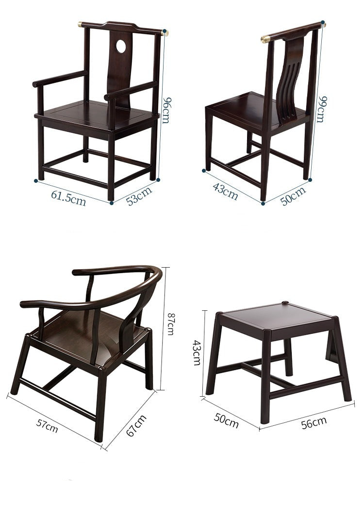 JANE NEW YORK RADISSON Imperial Dining Tea Table Oriental Design Solid Wood Chair Set