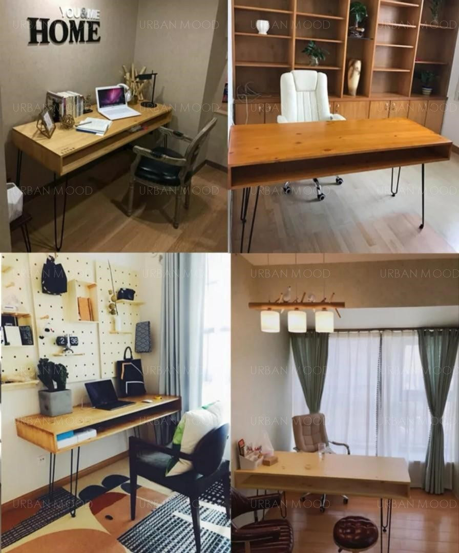JOEL Modern Rustic Wooden Office Study Table