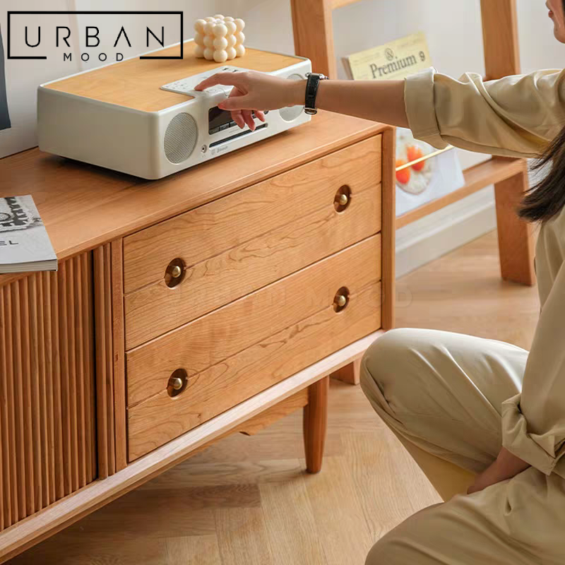 KOMO Japandi Solid Wood TV Console