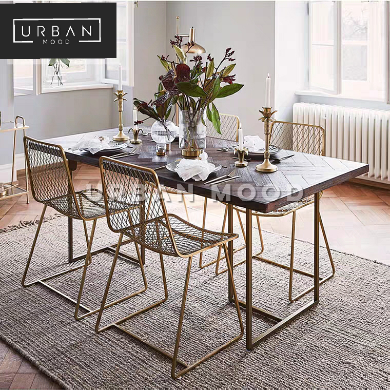 DMITRI Rustic Herringbone Dining Table