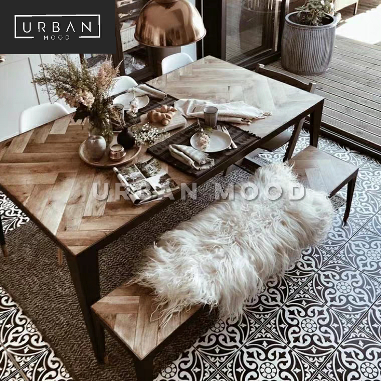 FAWN Rustic Herringbone Dining Table