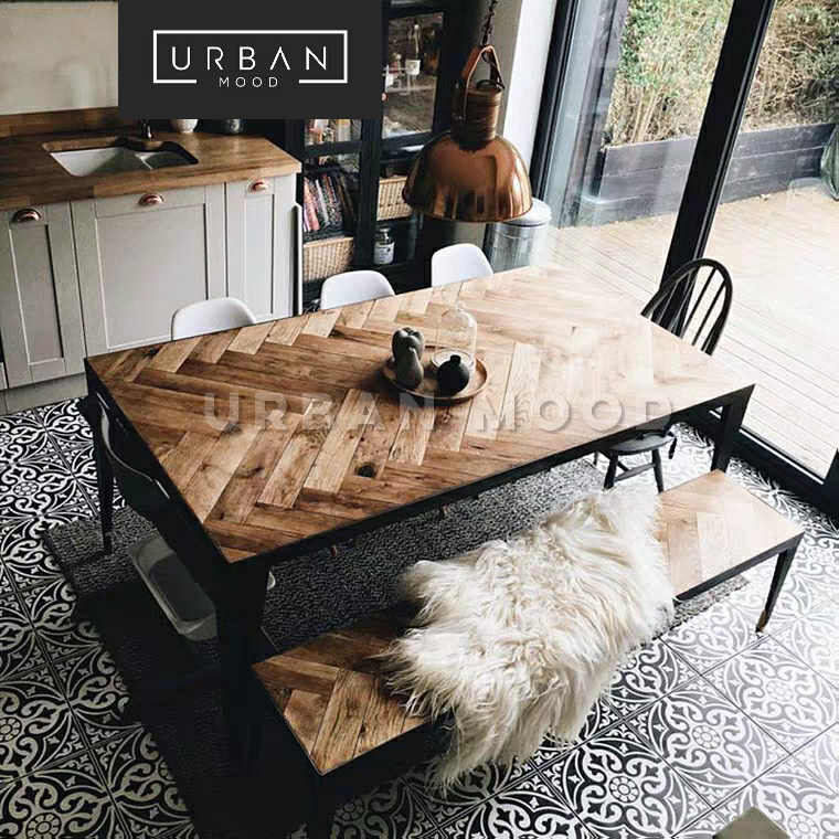 FAWN Rustic Herringbone Dining Table