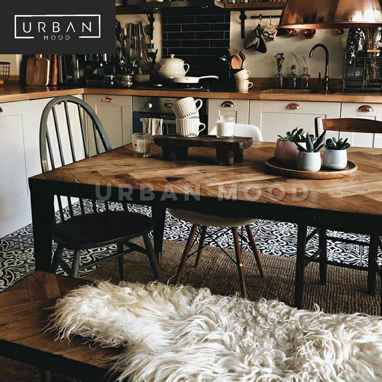 FAWN Rustic Herringbone Dining Table