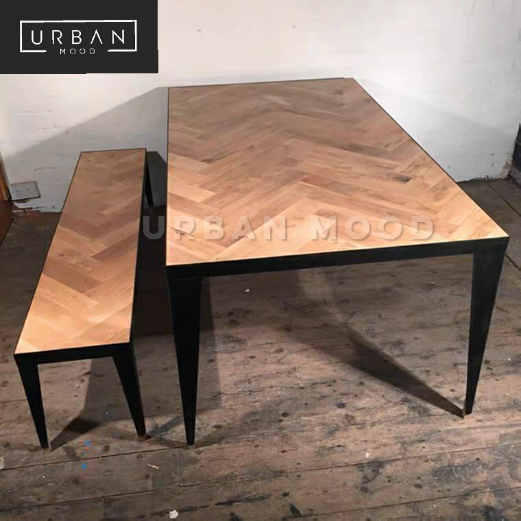 FAWN Rustic Herringbone Dining Table