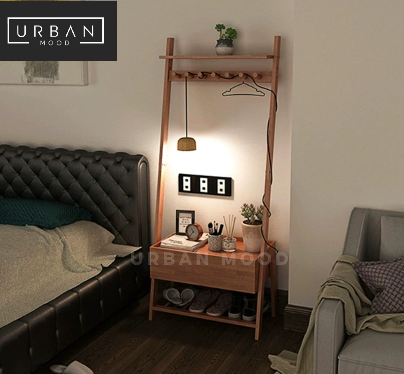 (Clearance) MIGUEL Rustic Bedside Table Rack