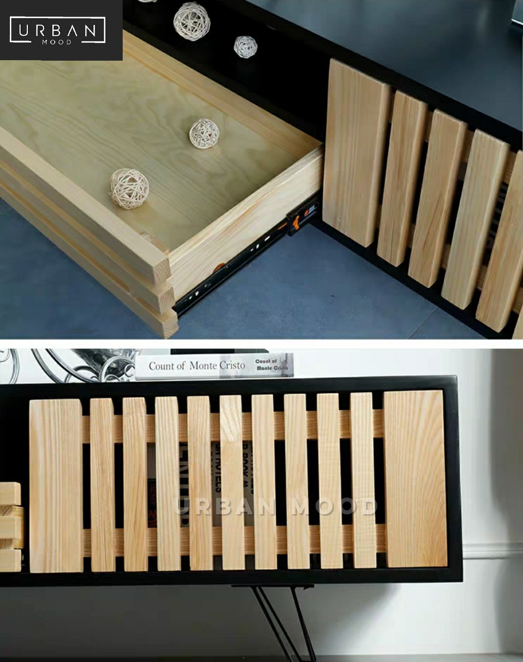DENSE Modern Industrial Solid Wood TV Console