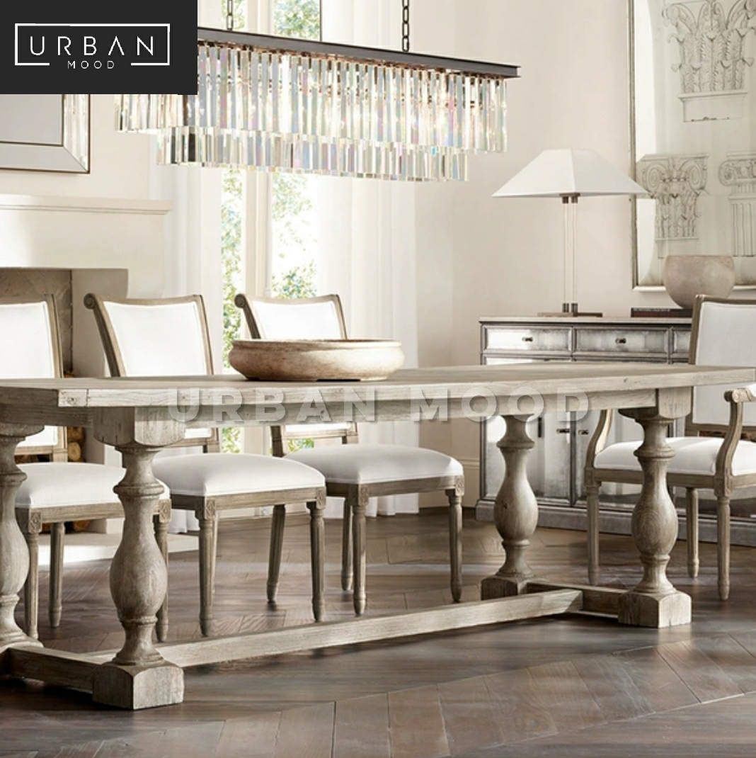 (Clearance) JAQUET Vintage Distressed Dining Table & Chairs