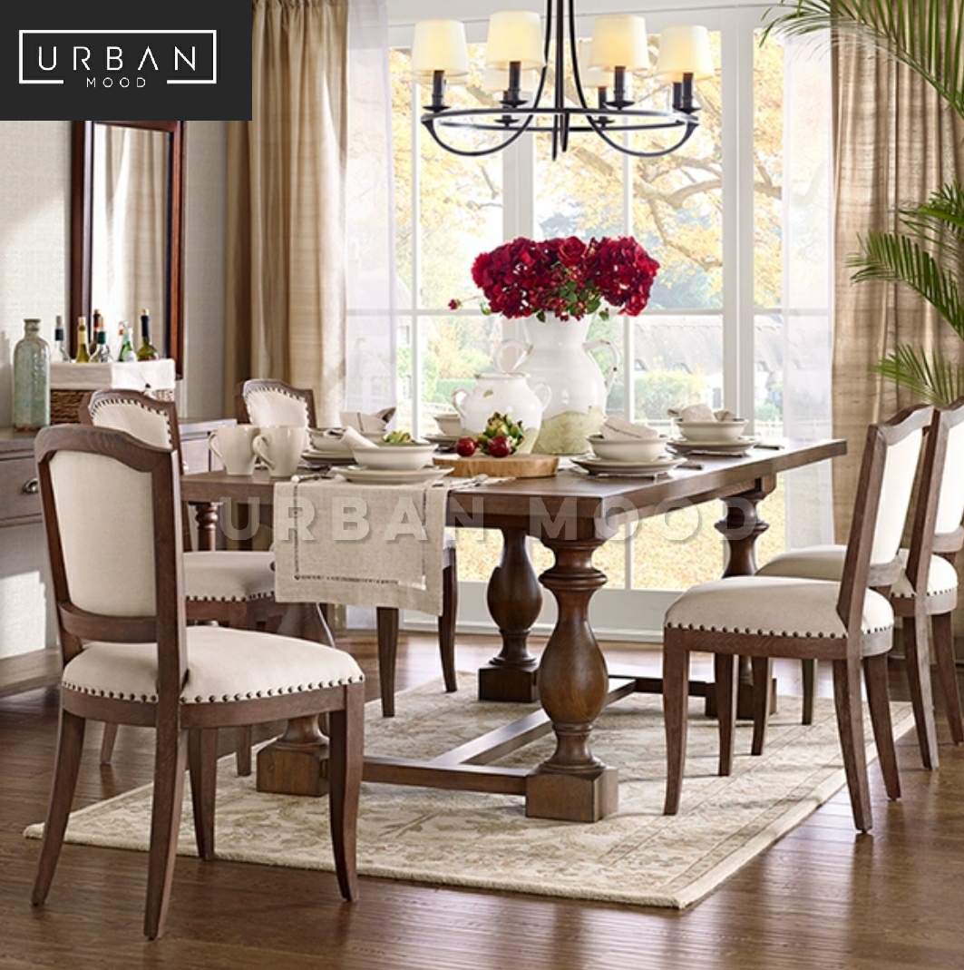 (Clearance) JAQUET Vintage Distressed Dining Table & Chairs