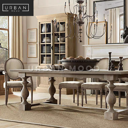 (Clearance) JAQUET Vintage Distressed Dining Table & Chairs