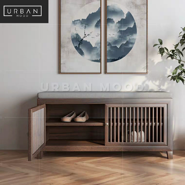 (Ready To Ship) SOJU Rustic Solid Wood Shoe Cabinet Bench
