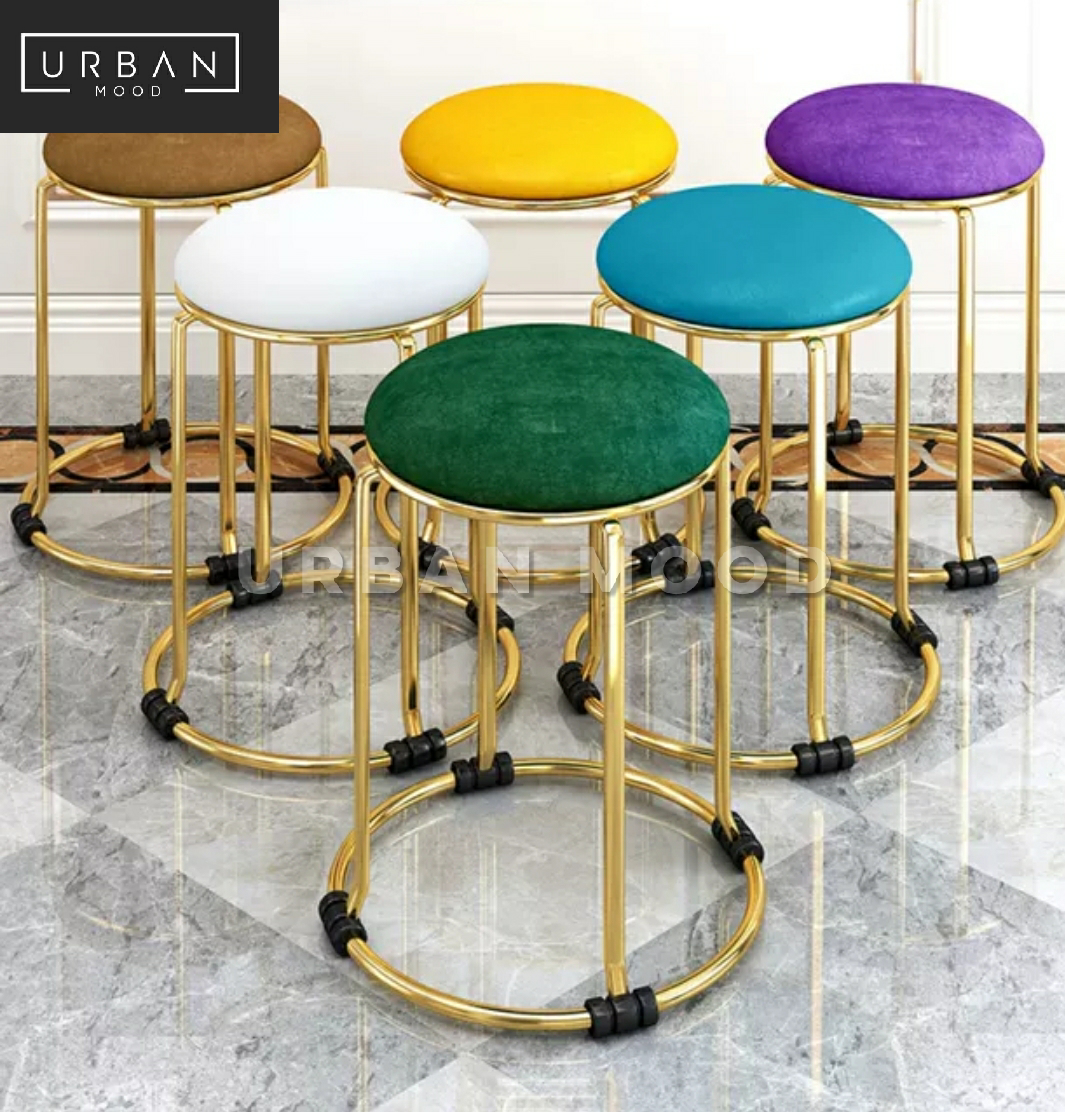 KEVAN Modern Velvet Round Dining Stool