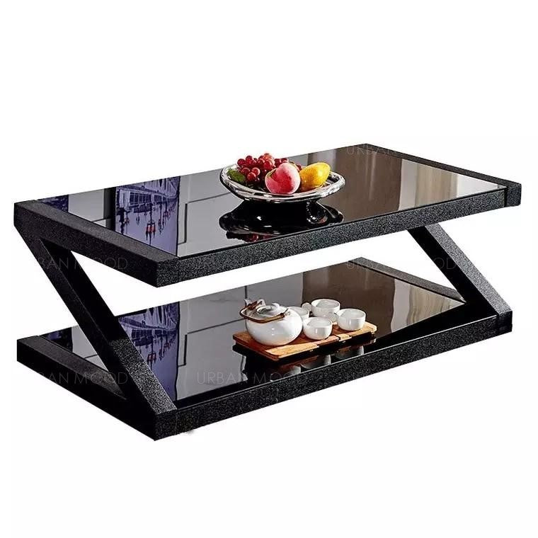 MILANA Modern Tempered Glass Z Frame Coffee Table