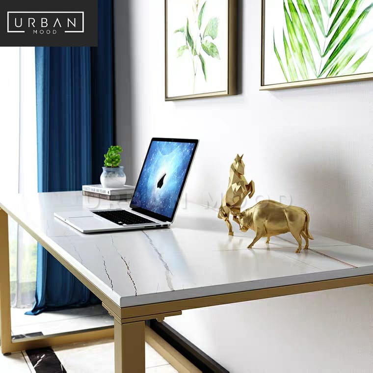 MACAEL Modern Marble Slate Computer Table