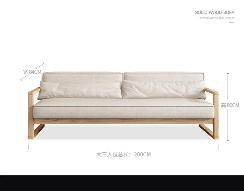 CHLOE Scandinavian Sofa American Hardwood Japanese Style ( Choice of 5 Size , 7 Fabric Color, Frame Walnut, Natural, Black )