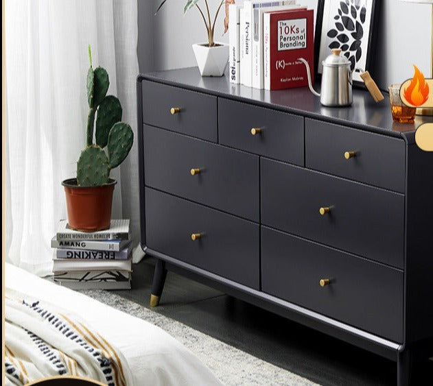 ADELINE COURTYARD Dresser Chest of Drawer Solid Wood Black, Walnut, White, Natural Color