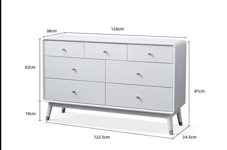 ADELINE COURTYARD Dresser Chest of Drawer Solid Wood Black, Walnut, White, Natural Color