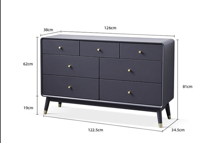 ADELINE COURTYARD Dresser Chest of Drawer Solid Wood Black, Walnut, White, Natural Color