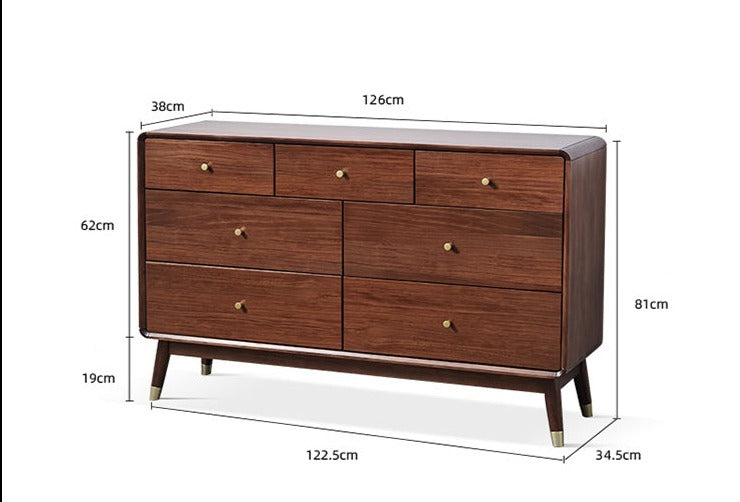 ADELINE COURTYARD Dresser Chest of Drawer Solid Wood Black, Walnut, White, Natural Color