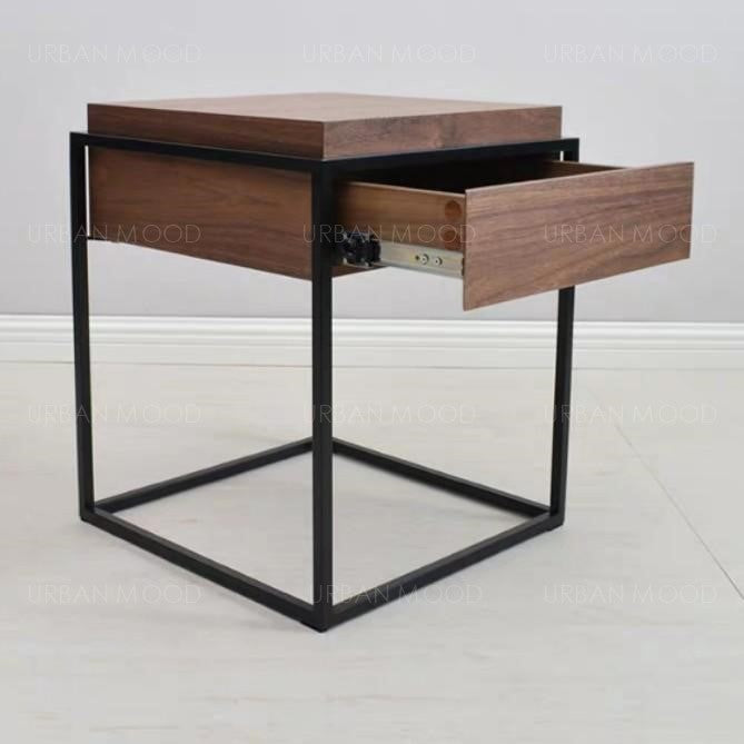 RAPHAEL Mixed Element Wood & Glass Side Table