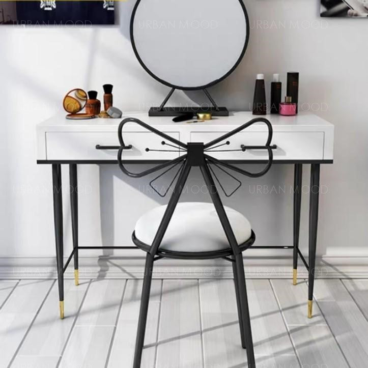 REBANIS Contemporary Black White Vanity Table Chair