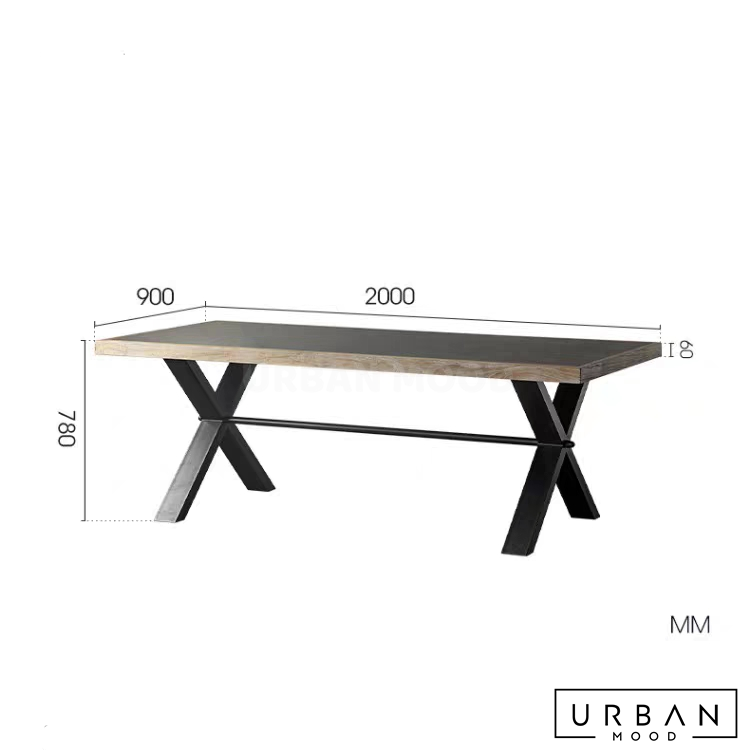 RESIDE Industrial Solid Wood Dining Table