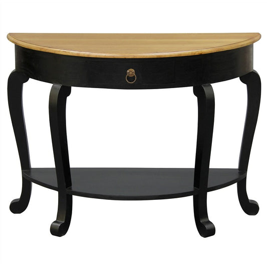 Rome Italy Half Moon Console Table Solid Timber Half Round Sofa Table, Black Brown WIF268ST-001-HR-CL-BLR_1