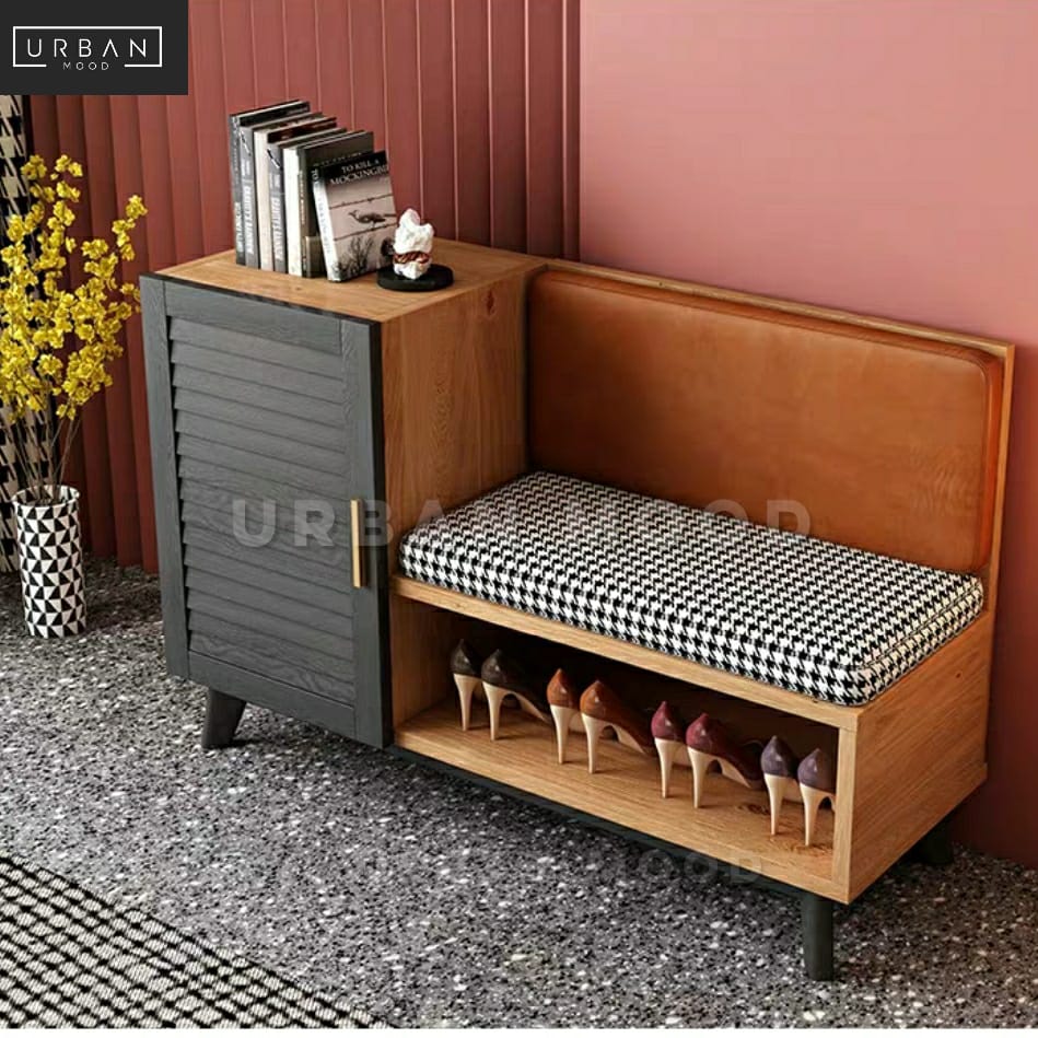 SAFFRON Contemporary Shoe Cabinet Bench
