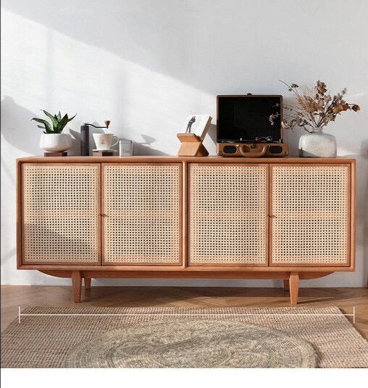 SADIE Rattan Buffet Sideboard Solid Wood Coastal Island ( 2 Color 2 Size )