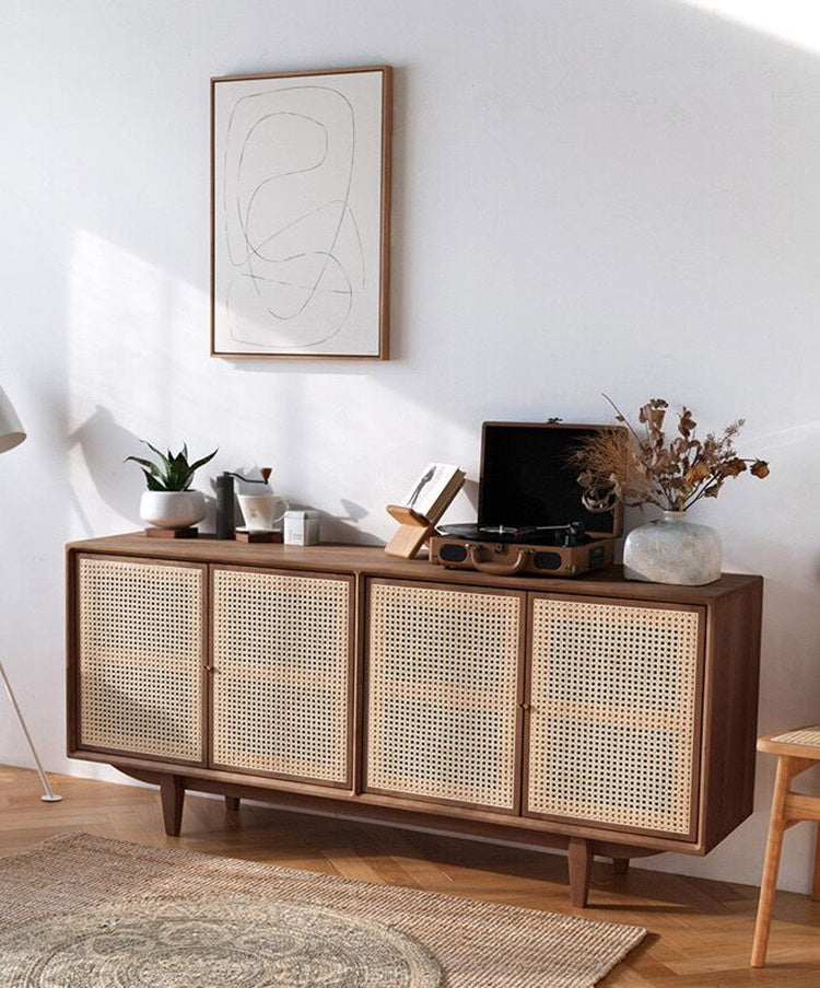 SADIE Rattan Buffet Sideboard Solid Wood Coastal Island ( 2 Color 2 Size )