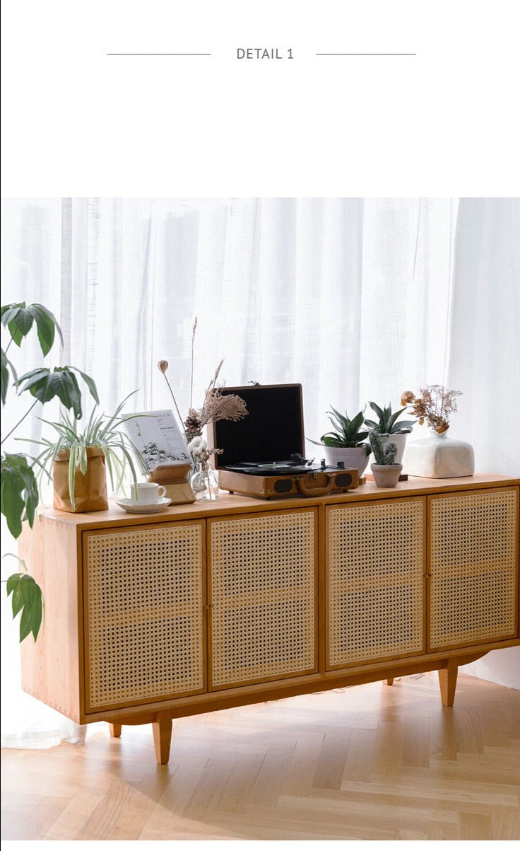 SADIE Rattan Buffet Sideboard Solid Wood Coastal Island ( 2 Color 2 Size )