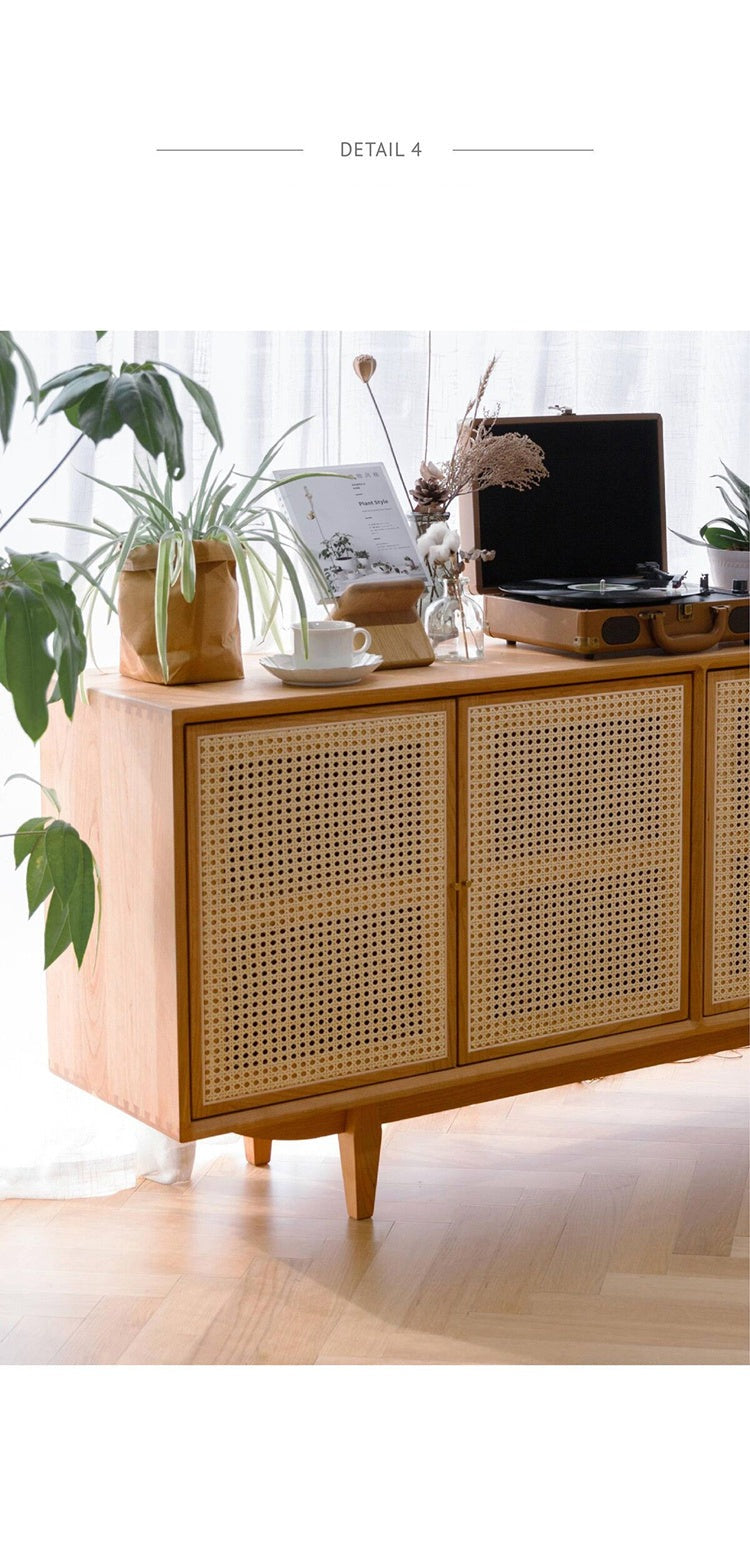 SADIE Rattan Buffet Sideboard Solid Wood Coastal Island ( 2 Color 2 Size )