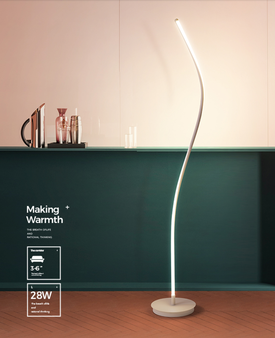 HADI Contemporary Minimalist LED Swirl Standing Lamp