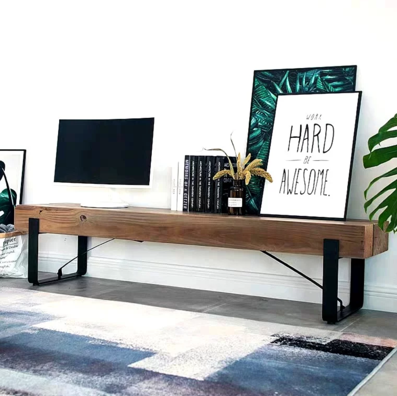 TATE Modern Industrial Solid Wood Display Shelf