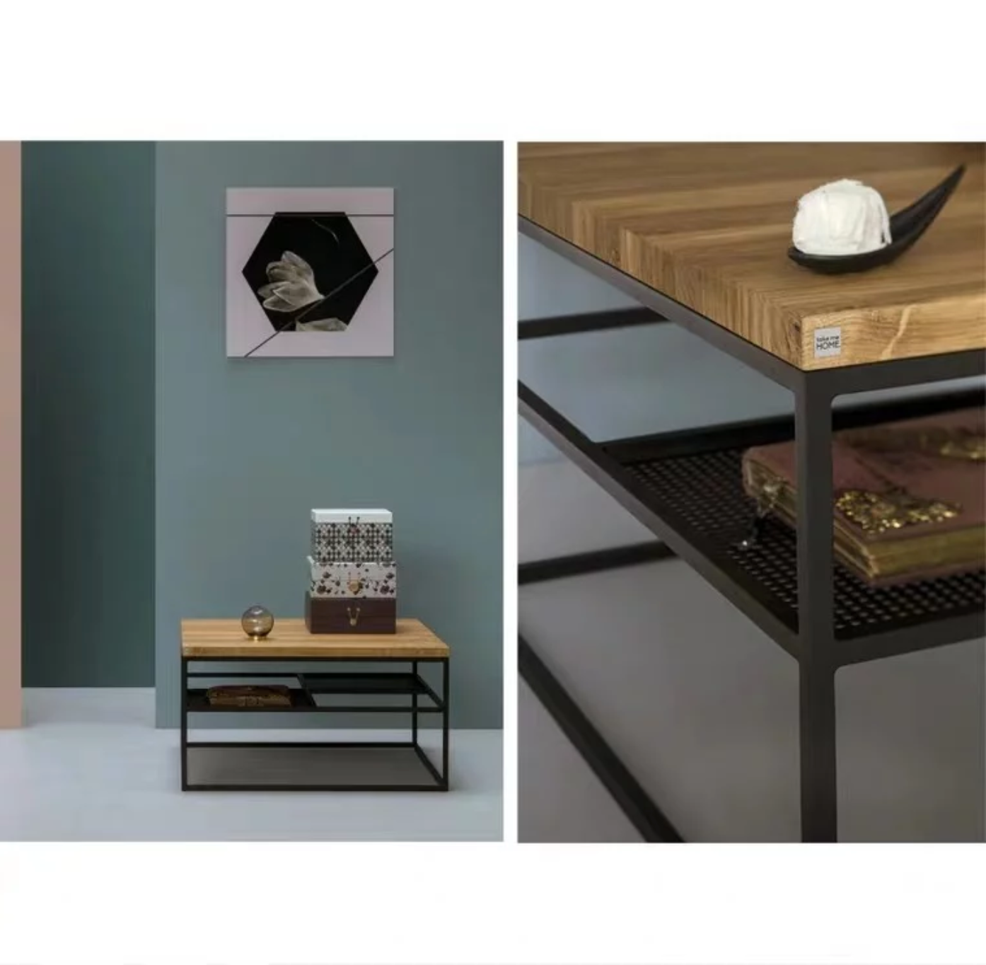 DYLAN Modern Industrial Mixed Element Coffee Table