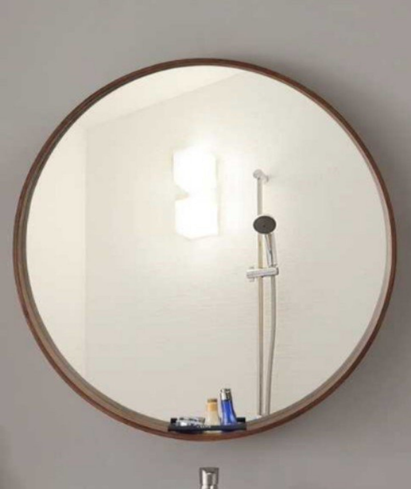(Clearance) HARLET Solid Wood Round Wall Mirror