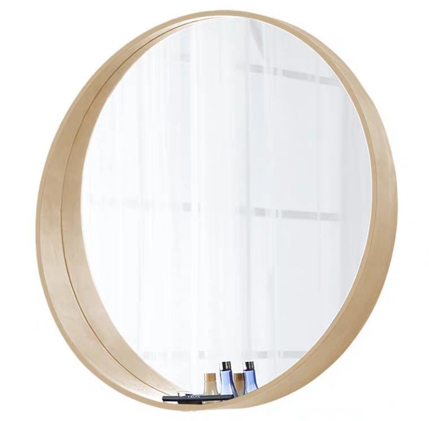 (Clearance) HARLET Solid Wood Round Wall Mirror