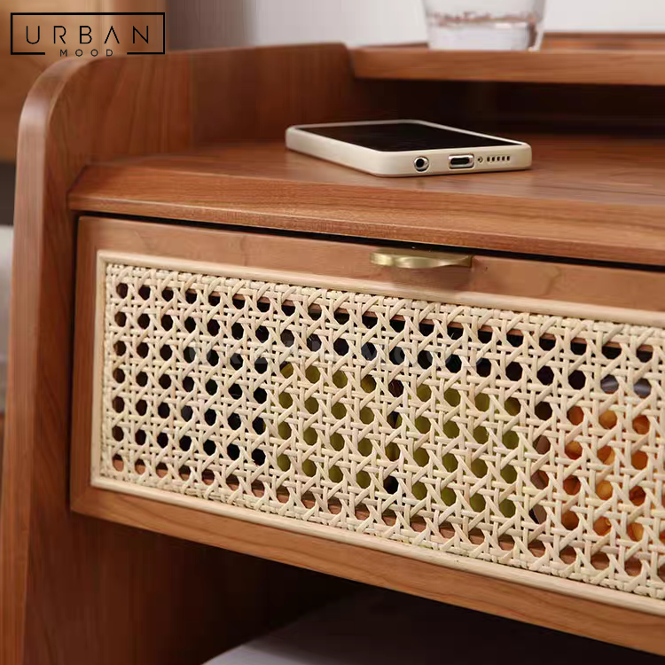 SPOTTY Rustic Rattan Side Table